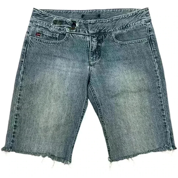 BCBG Y2K Styled Waist Looped Bermuda Jean Shorts - Picture 1 of 3